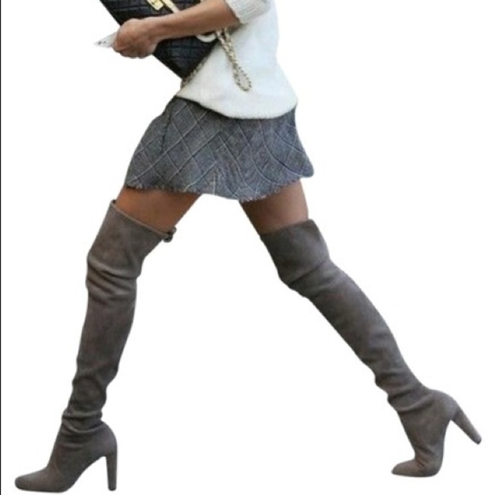 Stuart Weitzman Slate Grey Highland Suede Boots